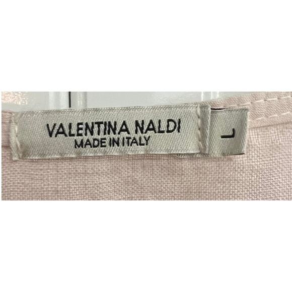 Valentina Naldi Embroidered Linen Blouse Ruffle Sleeve Size L - Picture 5 of 7